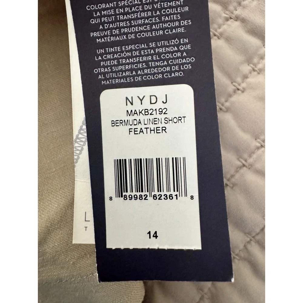 NYDJ Lift Tuck Bermuda Linen Shorts Womens 14 Feather Beige Stretch NWT